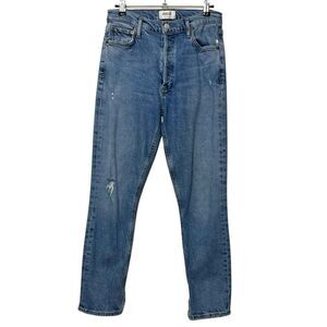 Agolde Nico High Rise Slim Fit Jeans Women’s Size 26 Headlines Hem Slit Distress